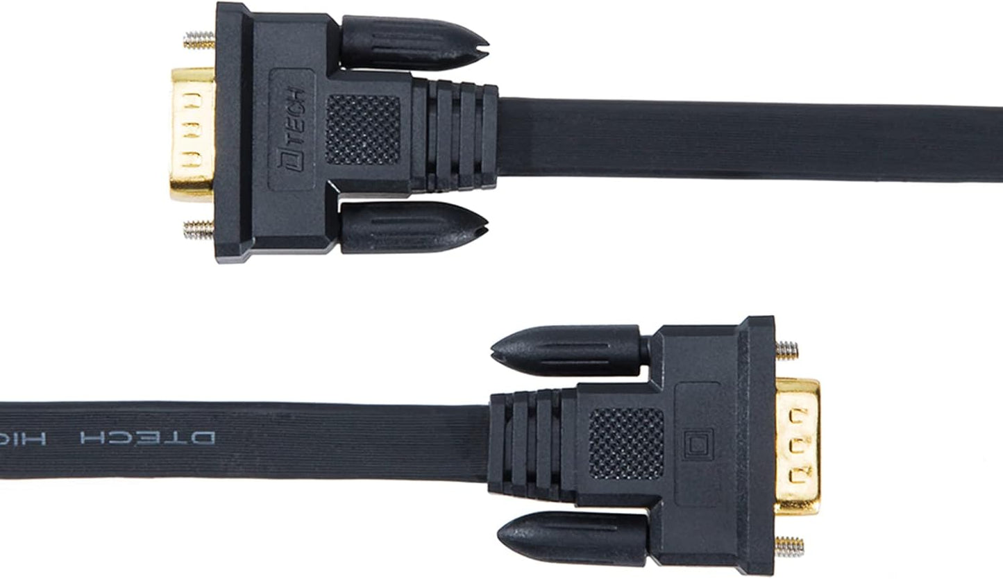 5M Ultra Thin Flat Type Computer Monitor VGA Cable Standard 15 Pin Male to Male Connector SVGA Wire 16 Feet - Black