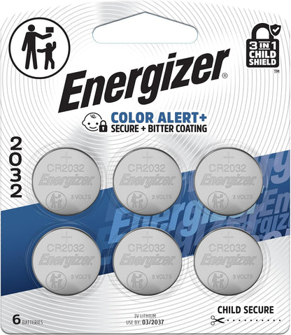 CR2032 Batteries, 3V Lithium Coin Cell 2032 Watch Battery,White (6 Count)